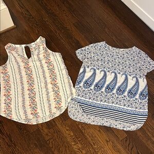 Two Old Navy size medium tops pretty prints only worn once